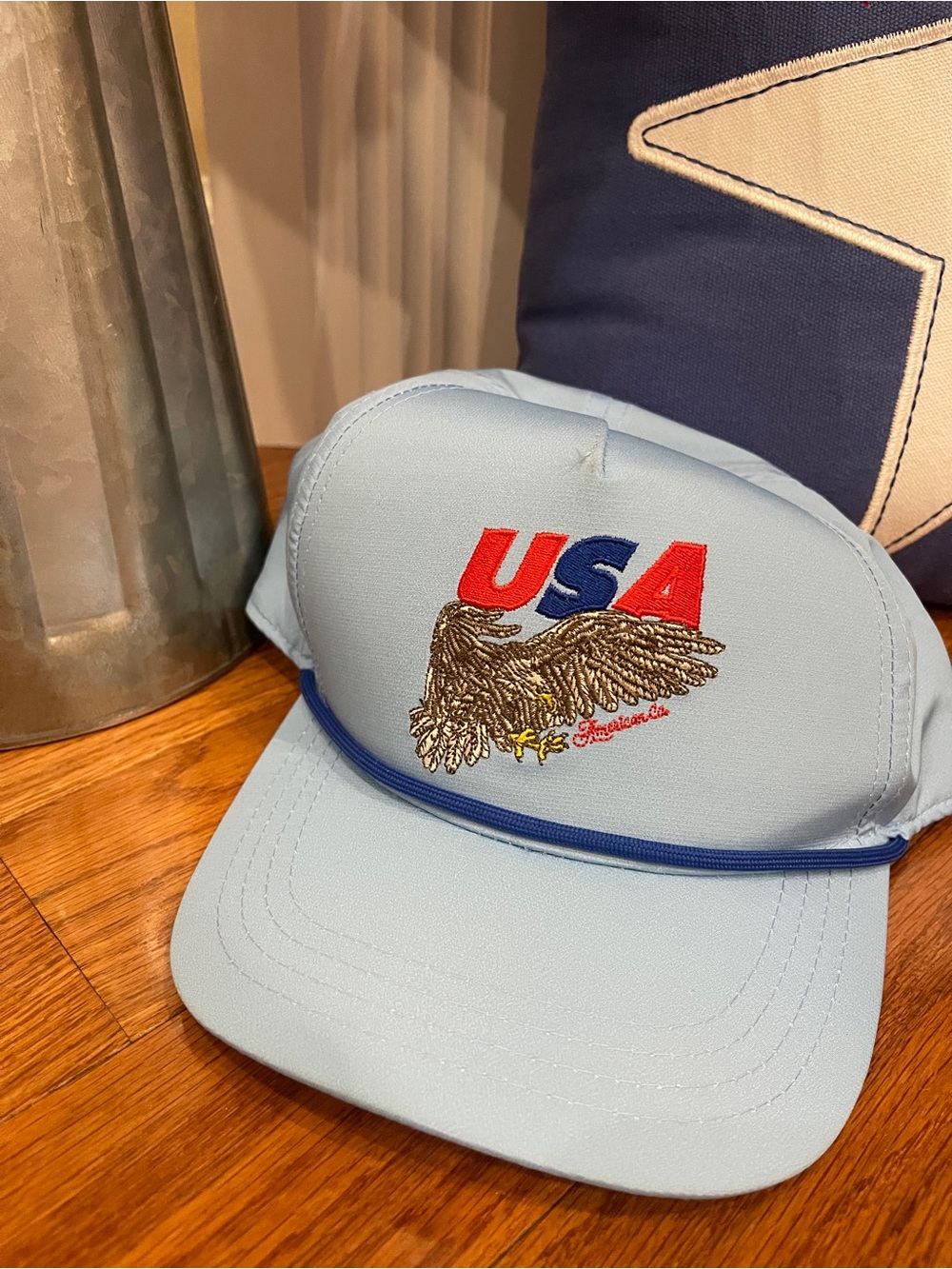 The State Company USA Light Blue Eagle Flag Patriotic American Baseball Hat Cap - Picture 2 of 8